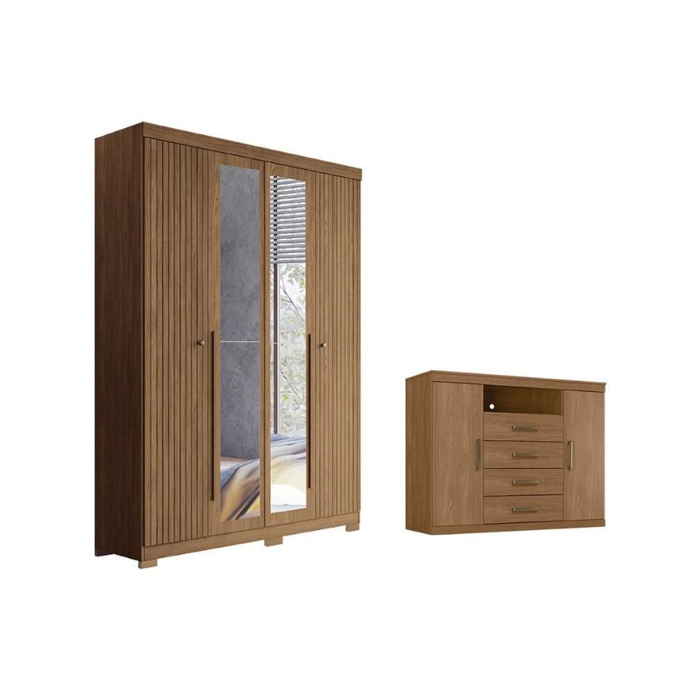 Quarto Completo Modu +1Cômoda QC307 Jatobá - Santos Andirá