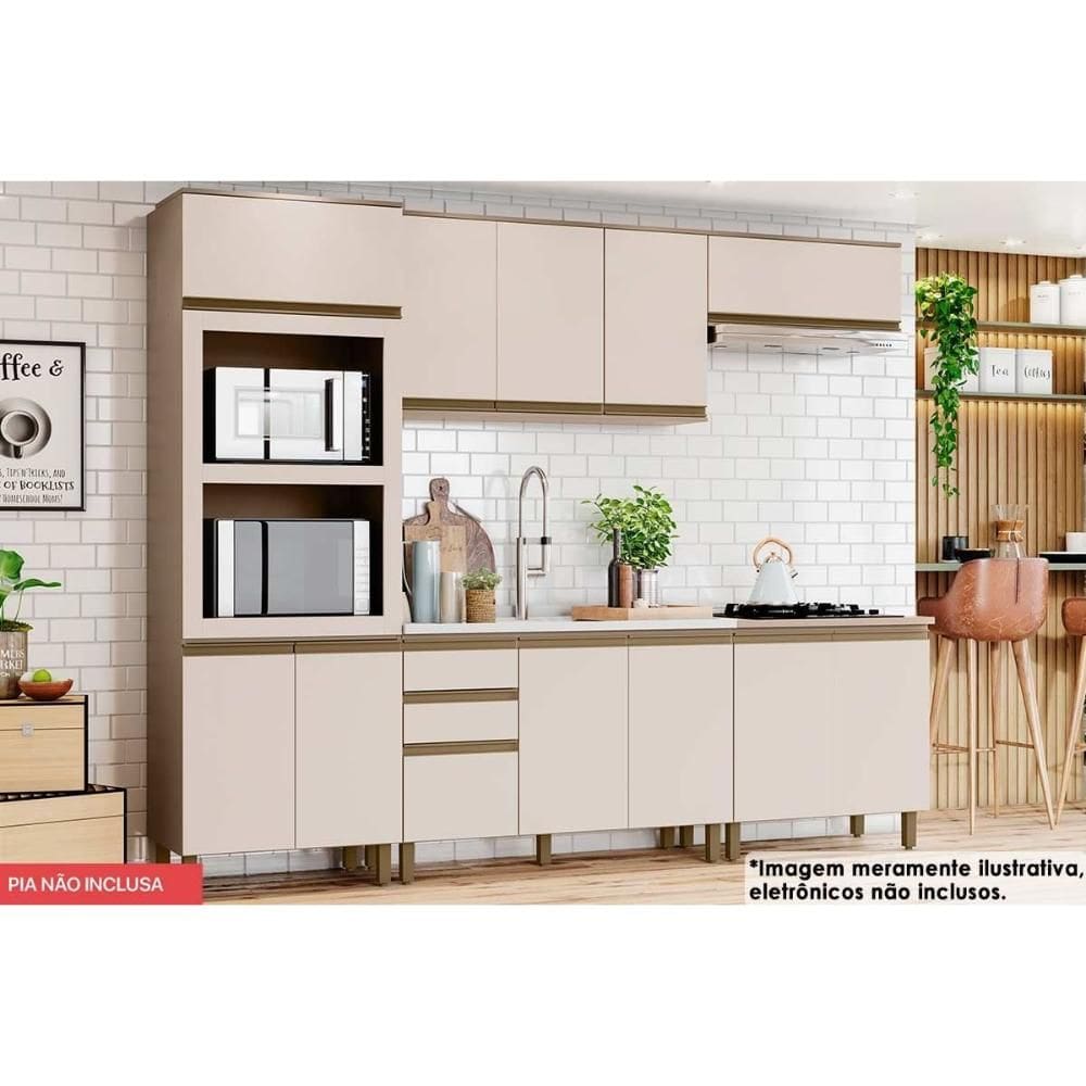 Cozinha Modulada Henn Connect Henn 6 Peças C6P23 Duna/Cristal