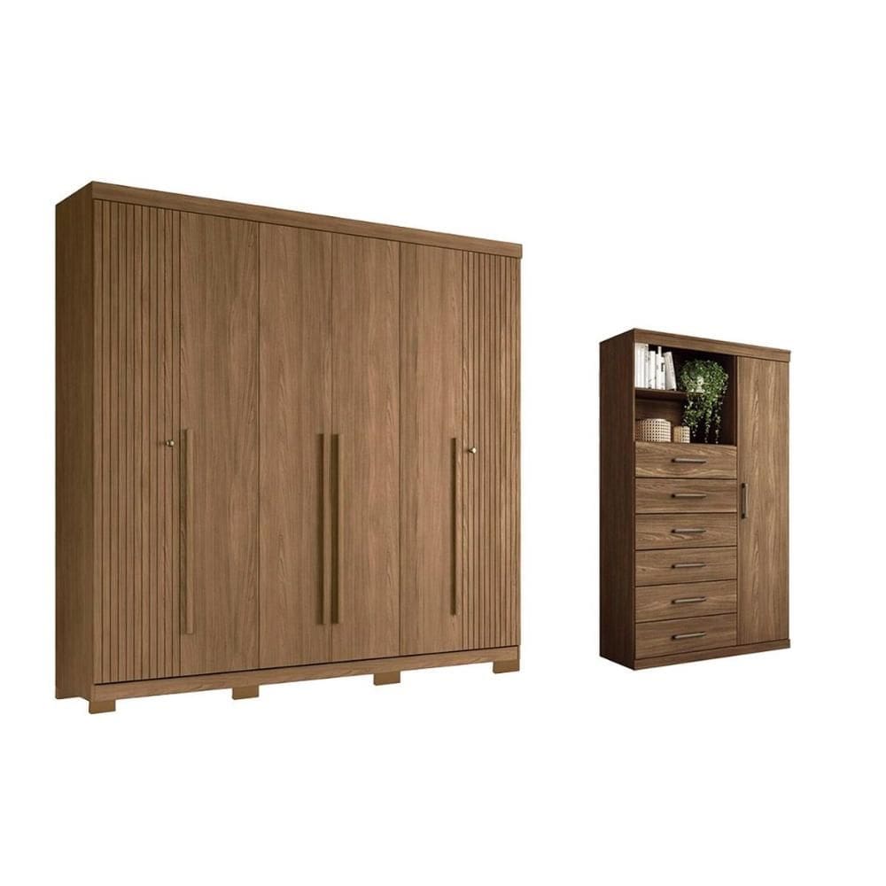 Quarto Completo Modu 2 Peças (1GuardaRoupa+1Cômoda) QC370 Jatobá - Santos Andirá