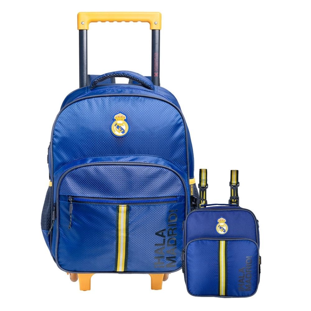 Kit Escolar Real Madrid Luxo Mochila Rodas Costa + Lancheira