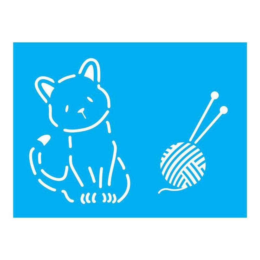 Stencil Tamako Gato Bola Lã - 15X20Cm - Ref 899