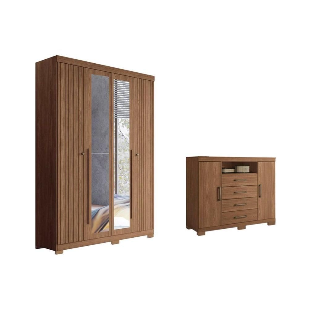 Quarto Completo Modu +Cômoda QC304 Jatobá - Santos Andirá