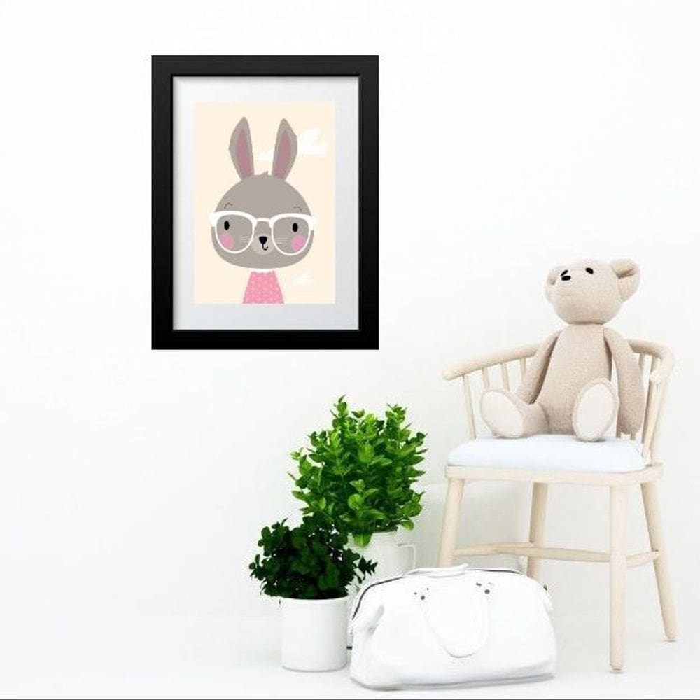 Quadro Infantil Coelhinha Nerd - 60X48Cm