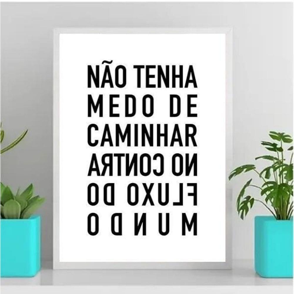 Quadro Não Tenha Medo Caminhar No Contra Fluxo 24X18Cm Vidro