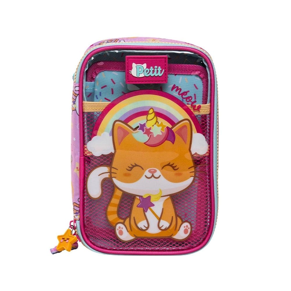 Estojo Escolar Penal Box Menina Luxo Gatinho Confetti 16057