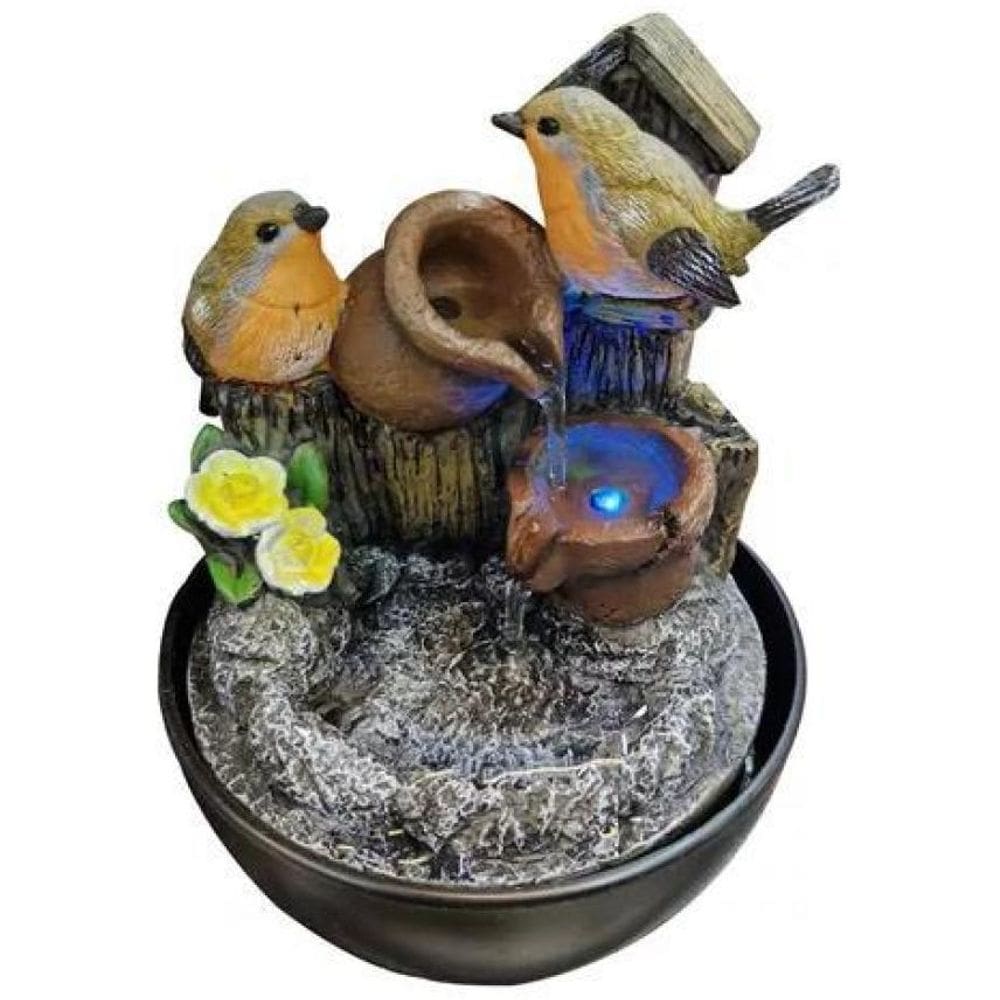 Fonte Decorativa Dois Passaros E Jarro De Mesa E Chão Resina