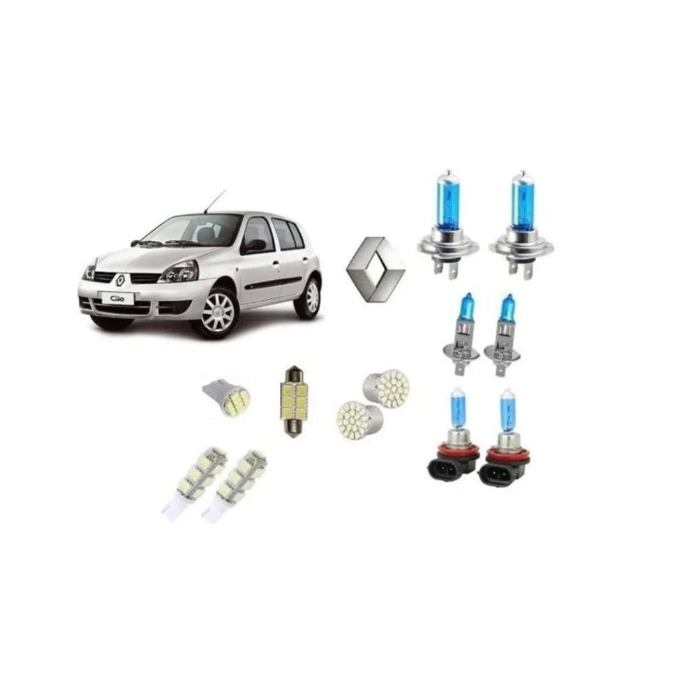 Renault Clio 03/16 Kit 12 Lampadas Farol + Milha H11 + Leds