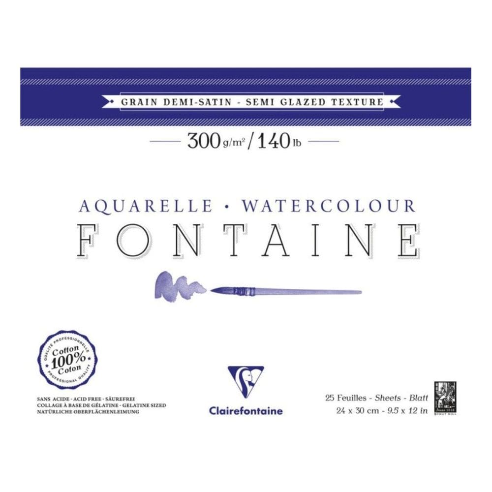 Bloco Aquarela Fontaine 24X30Cm 300G Grain Demi-Satine 25 Fl
