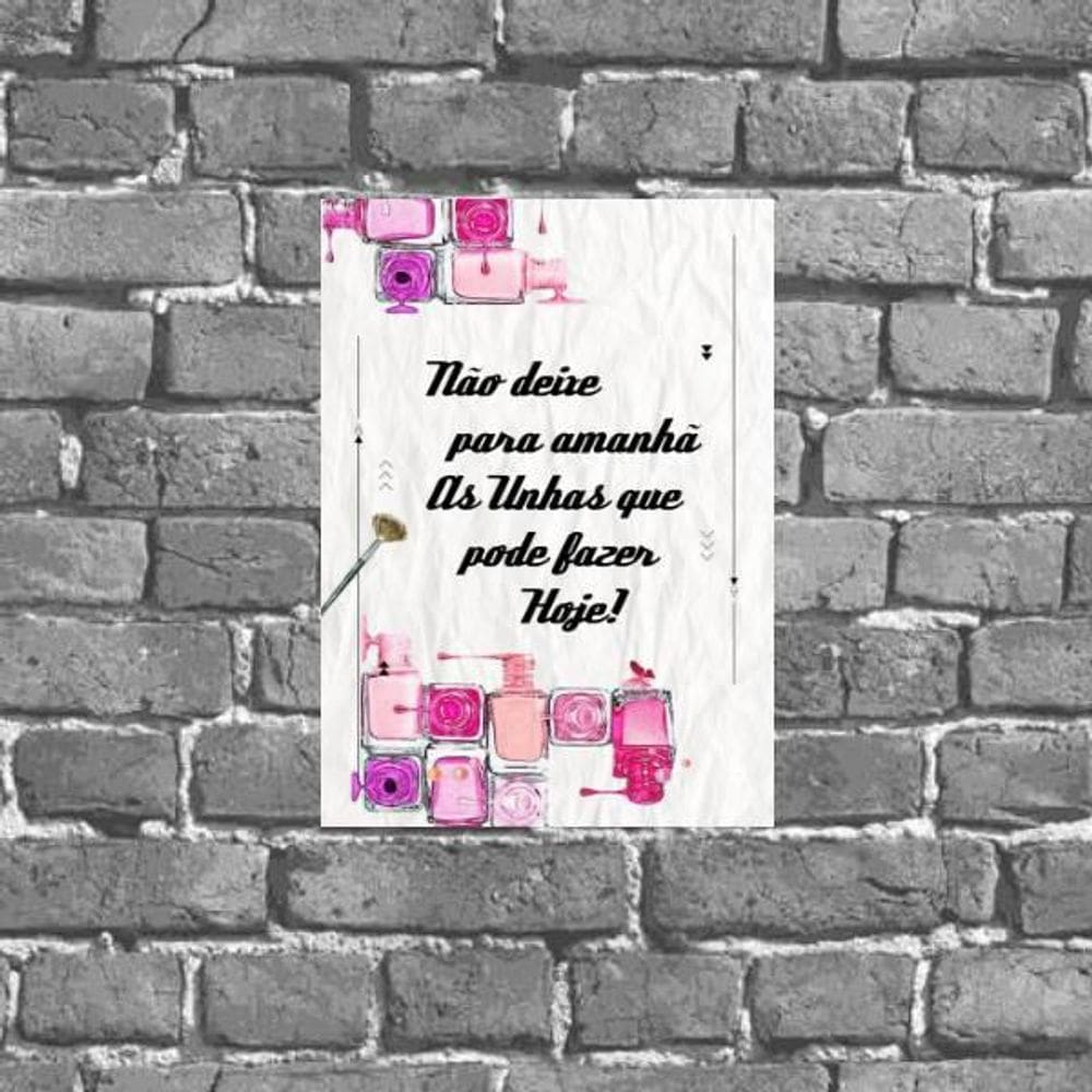 Placa Decorativa Fazer As Unhas Frase 18X27Cm