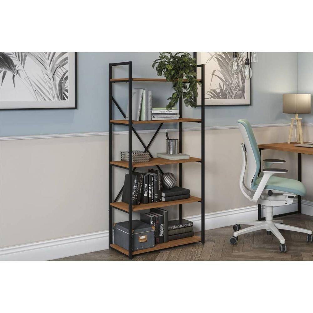 Estante Livreiro de Escritório Industrial Alta LI006 72cm Canela/Preto Kappesberg