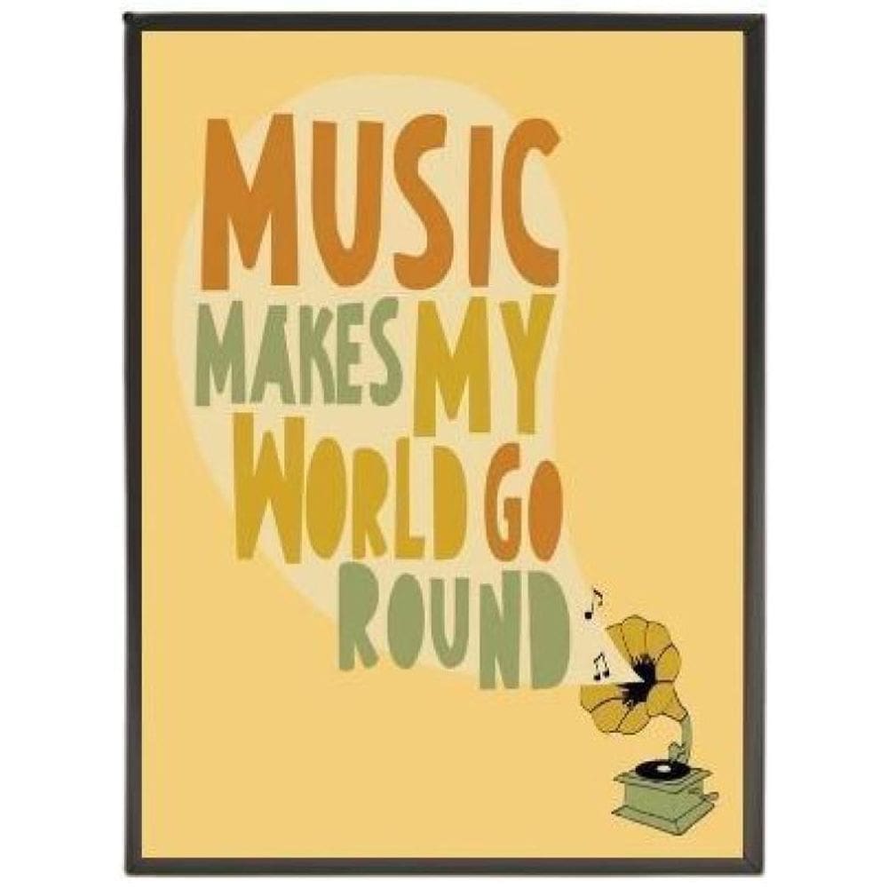 Quadro Music Makes My World Go Round 45X34Cm - Madeira Preta