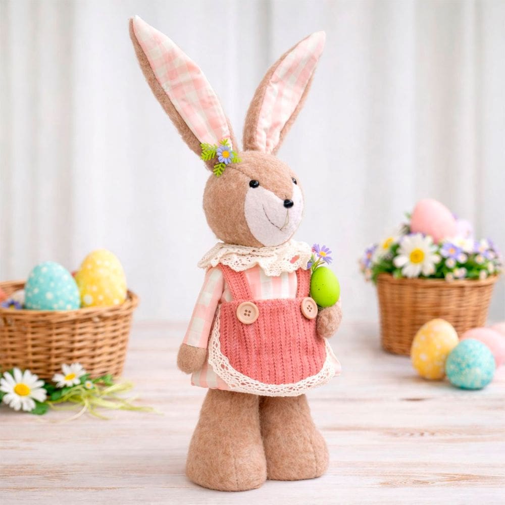 Boneco Coelhinho Coelho Pelúcia Vermelho Enfeite Páscoa 50cm