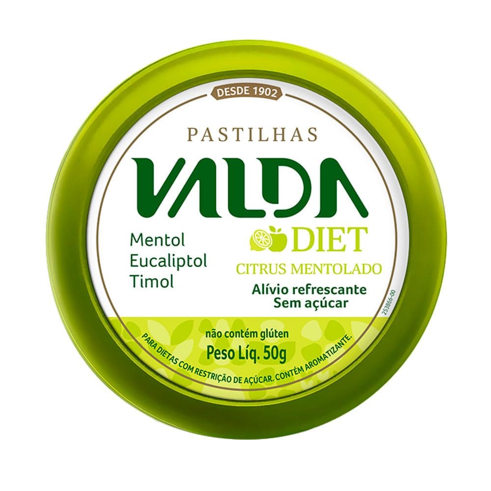 Pastilhas Valda Diet Citrus Mentolado Sem Açúcar 50g