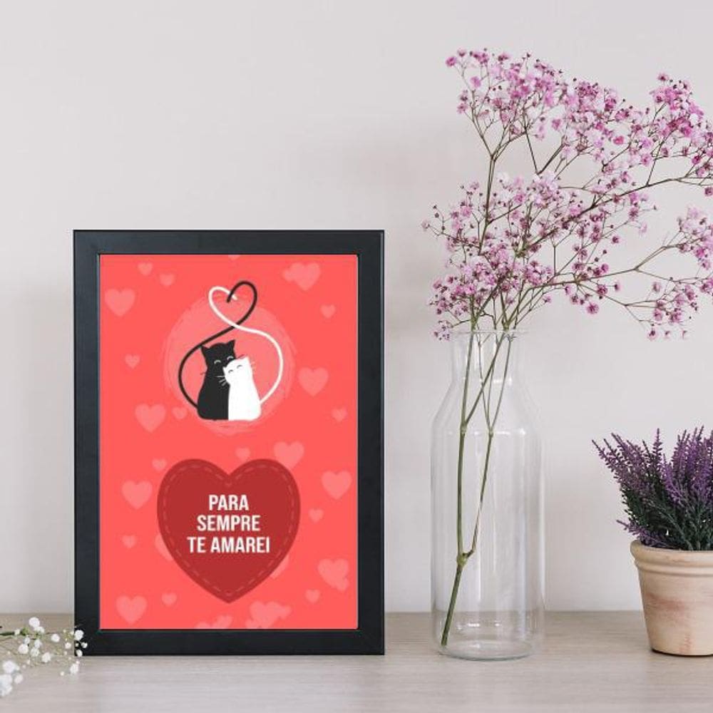 Quadro Decorativo Gatinhos Sempre Te Amarei 34x23Cm