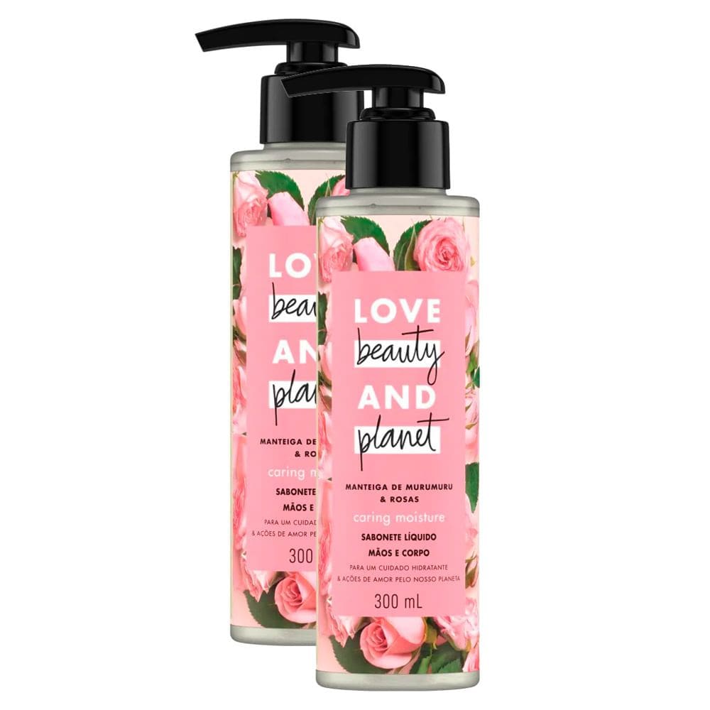 Sabonete Líquido para Mãos e Corpo Love Beauty And Planet Manteiga de Murumuru e Rosas 300ml  Kit com duas unidades