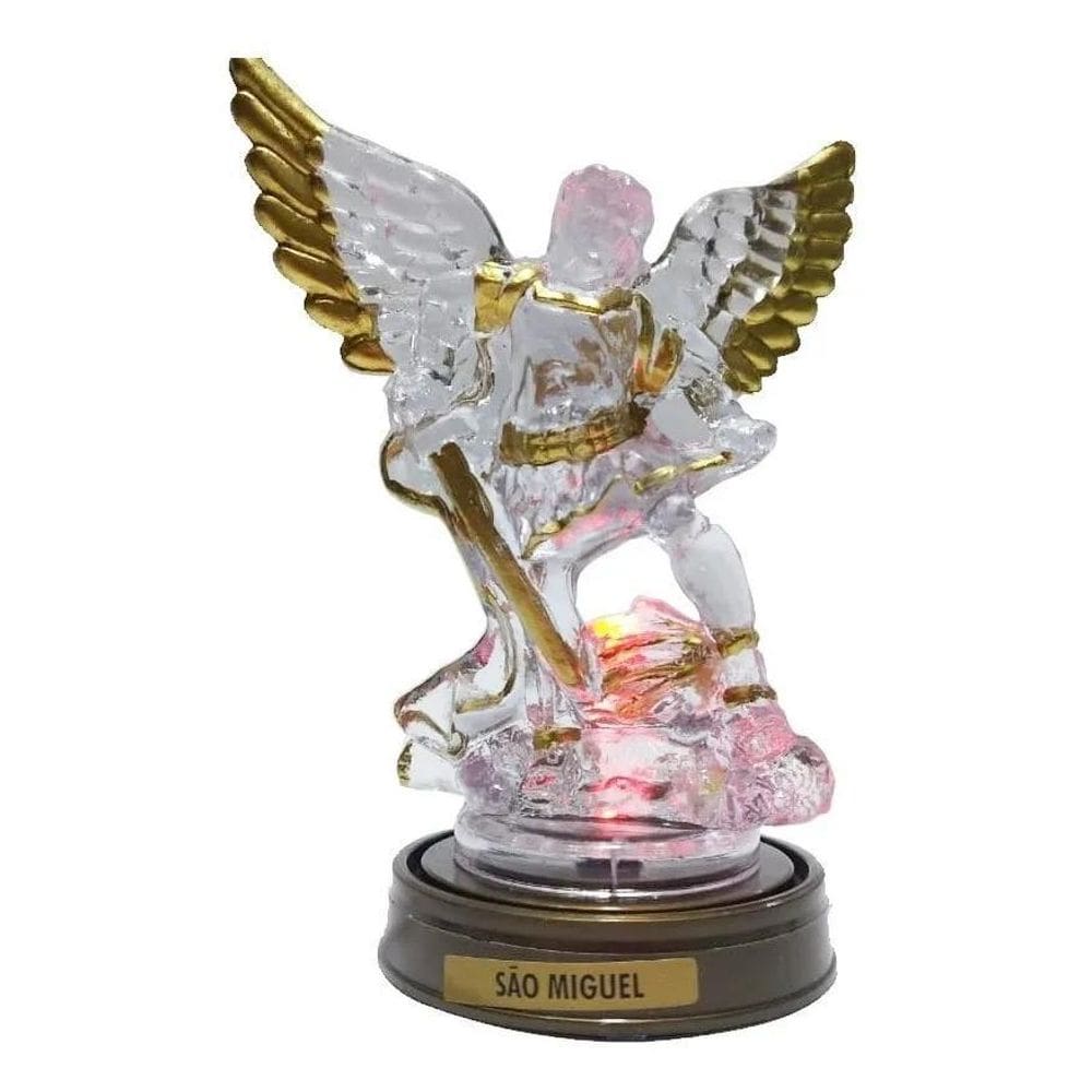 Luminária Imagem São Miguel Arcanjo Luzes De Led Vermelho