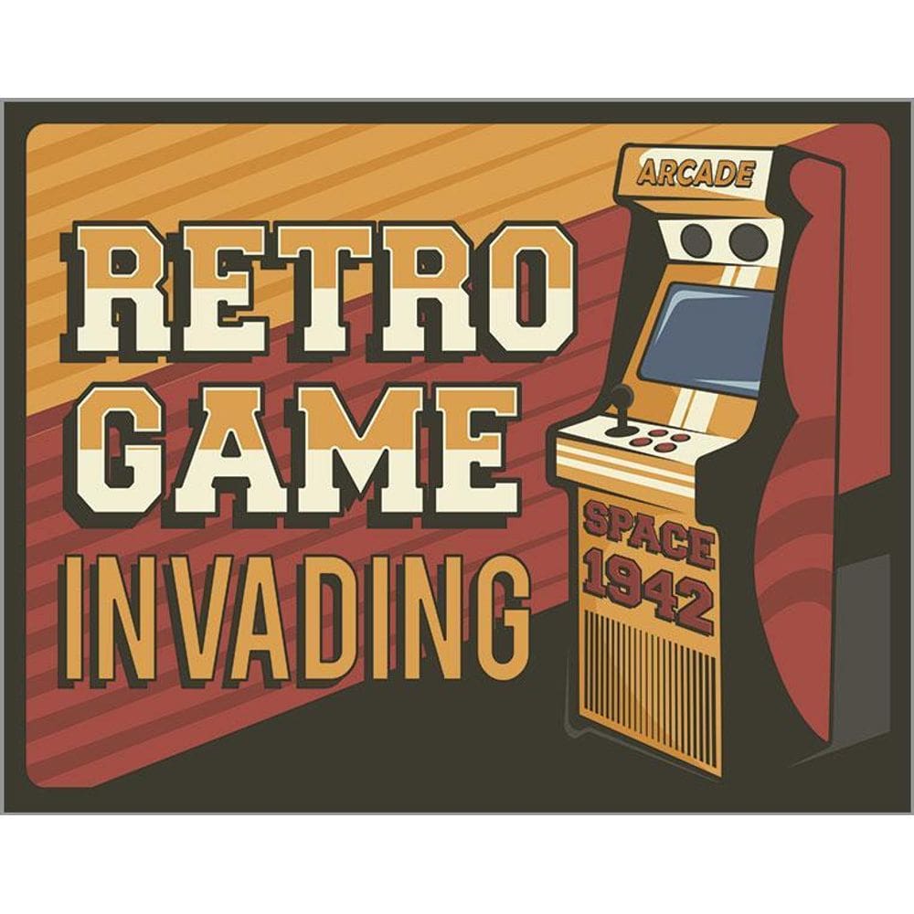 Kit 3 Placas Decorativa Gamer - Retro Gaming Invading