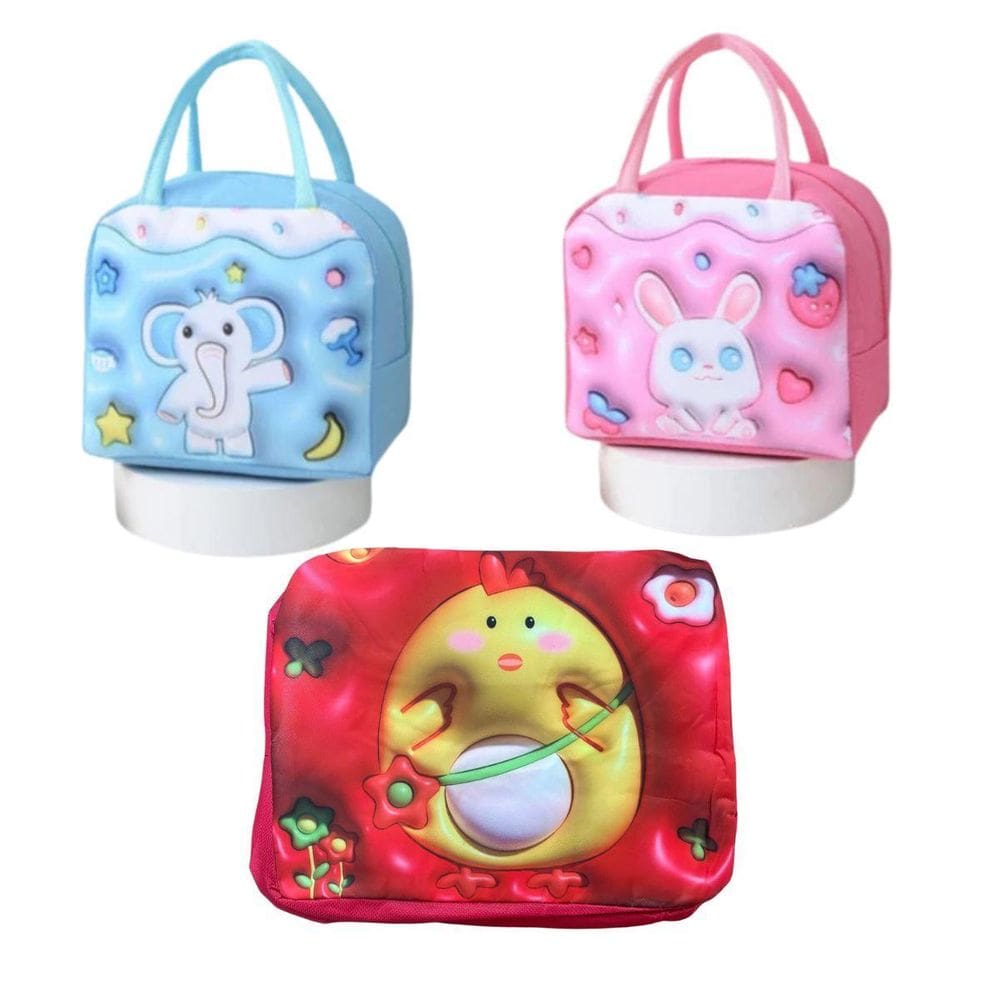 Kit 3 Lancheiras Escolar De Desenho Animado Infantil Bolsa