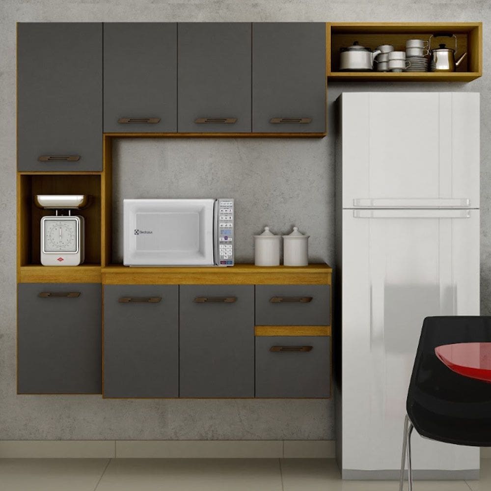 Cozinha Compacta Suspensa 8 Portas 1 Gaveta 2 Nichos Brisa CHF Moveis