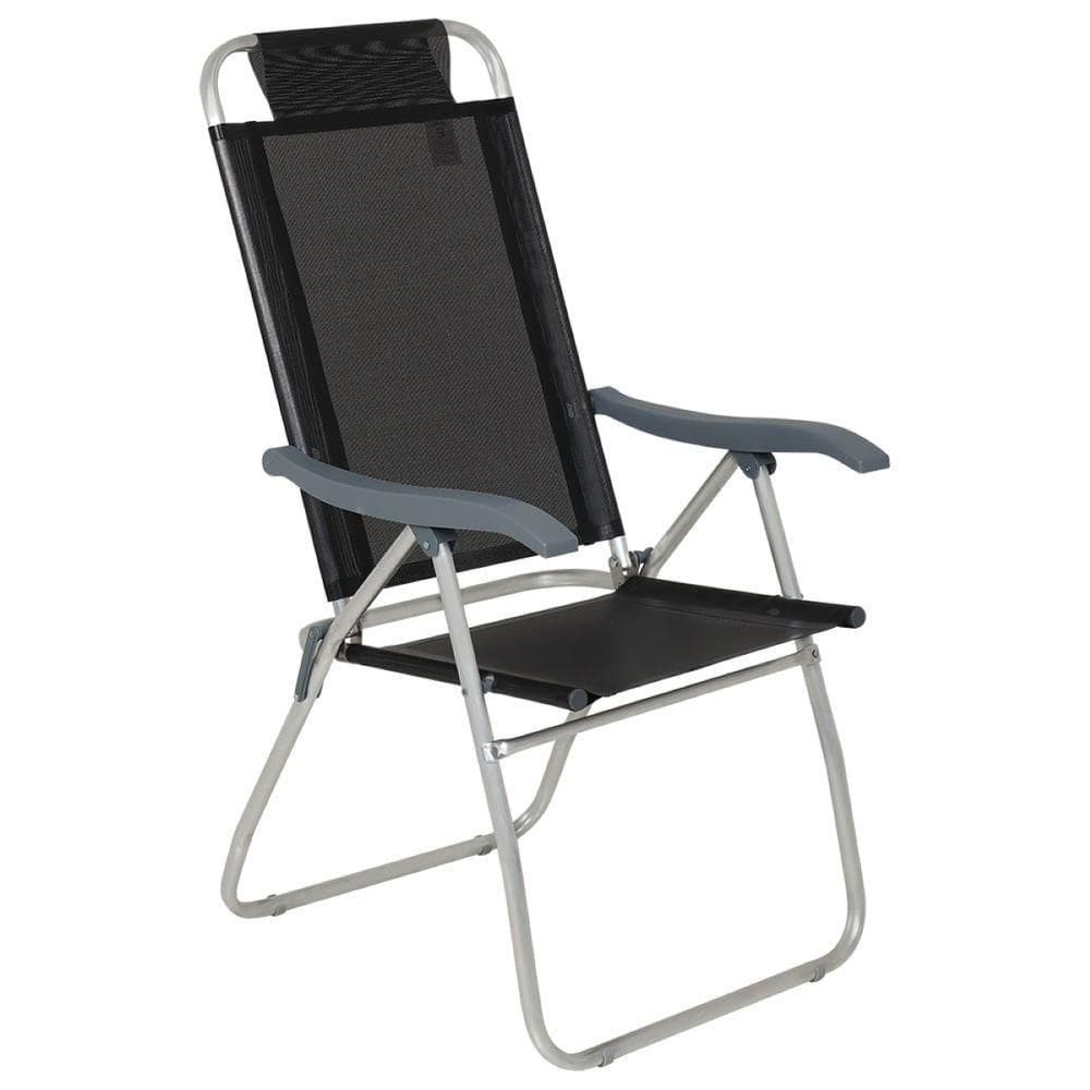 Cadeira De Praia Reclinável Prosa Bel Preta Alumínio