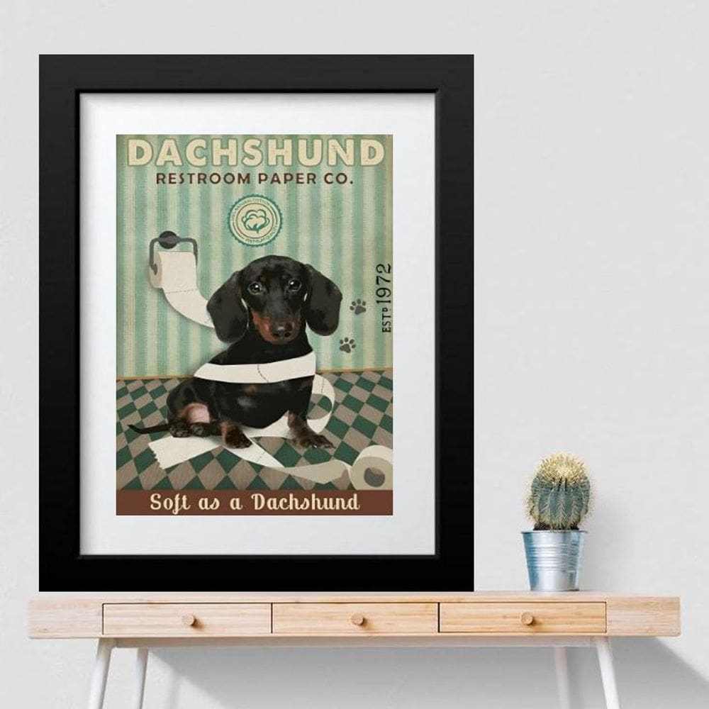 Quadro Banheiro Dachshund - 60X48Cm