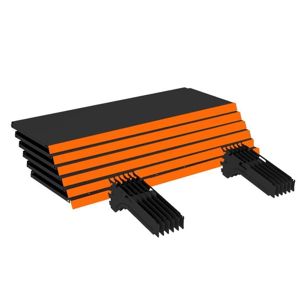 Kit 6 Bandejas Gondola Fit 40 Preto 6X 30X90 Pe Laranja