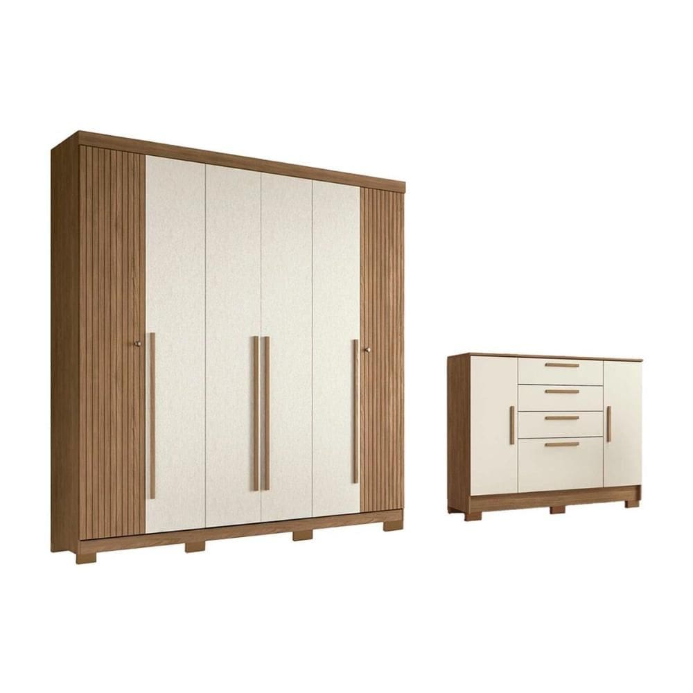 Quarto Completo Modu 2 Peças (1GuardaRoupa+1Cômoda) QC369 Jatoba/Areia - Santos Andirá