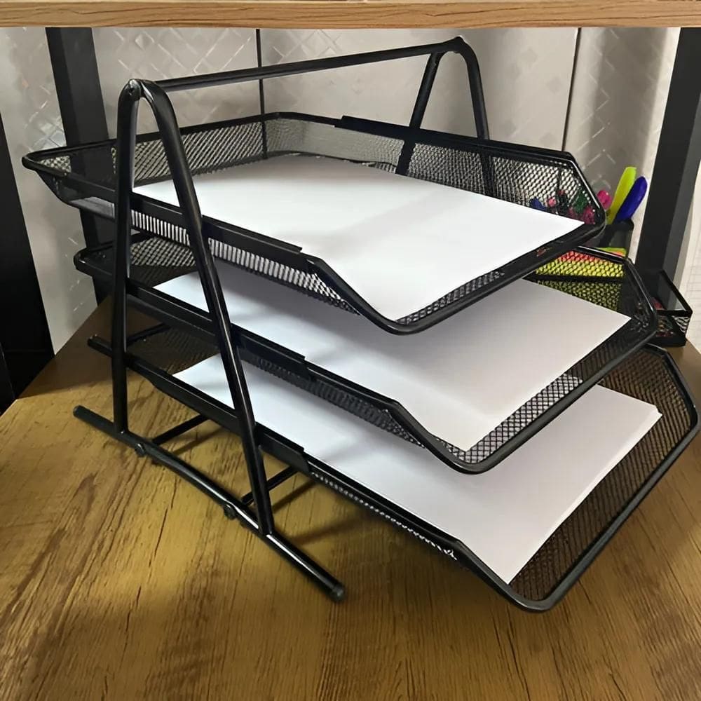 Suporte Organizador De Documento Papel A4 3 Bandejas