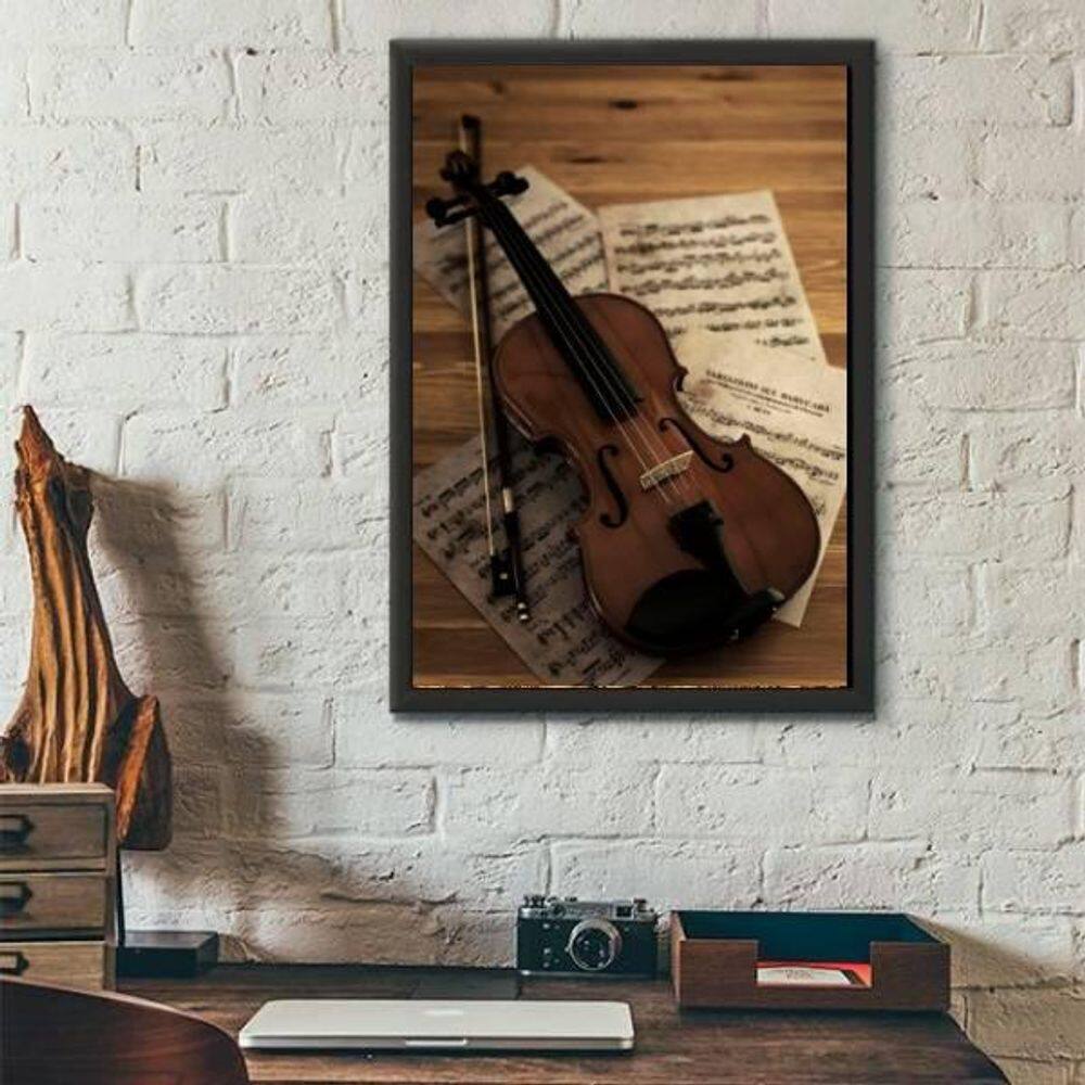 Quadro Decorativo Fotografia Violino 45X34Cm