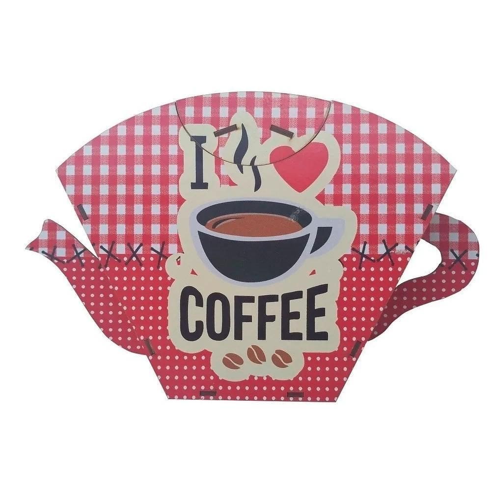 Porta Filtro Em Madeira Coador De Café Decor - I Love Coffe