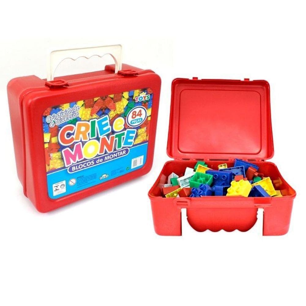 Maleta Crie E Monte Blocos De Montar 84 Peças Mini Toys