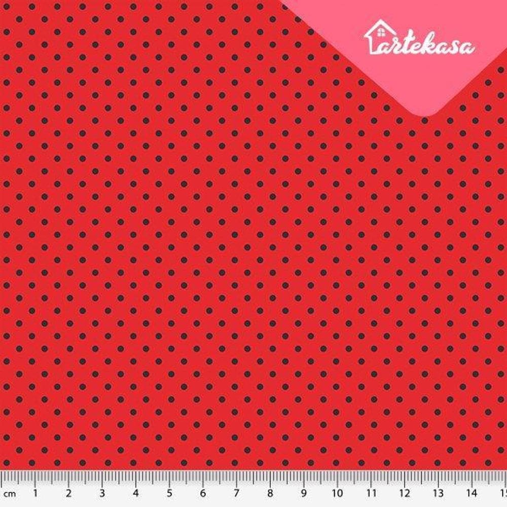 Tecido Tricoline Master 25CmX150Cm Poá Estilotex Red/Preto