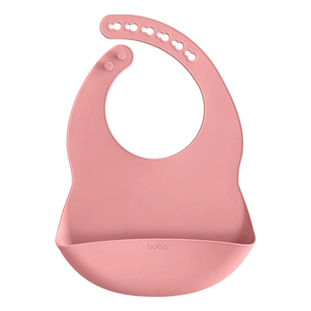 Babador de Silicone com Pega Migalhas Rosa - Buba