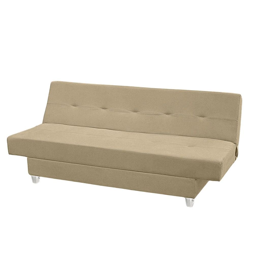 Sofá Cama Reclinável 3 Lugares Xangai Veludo Bege Conce - Lojas Curitibanas