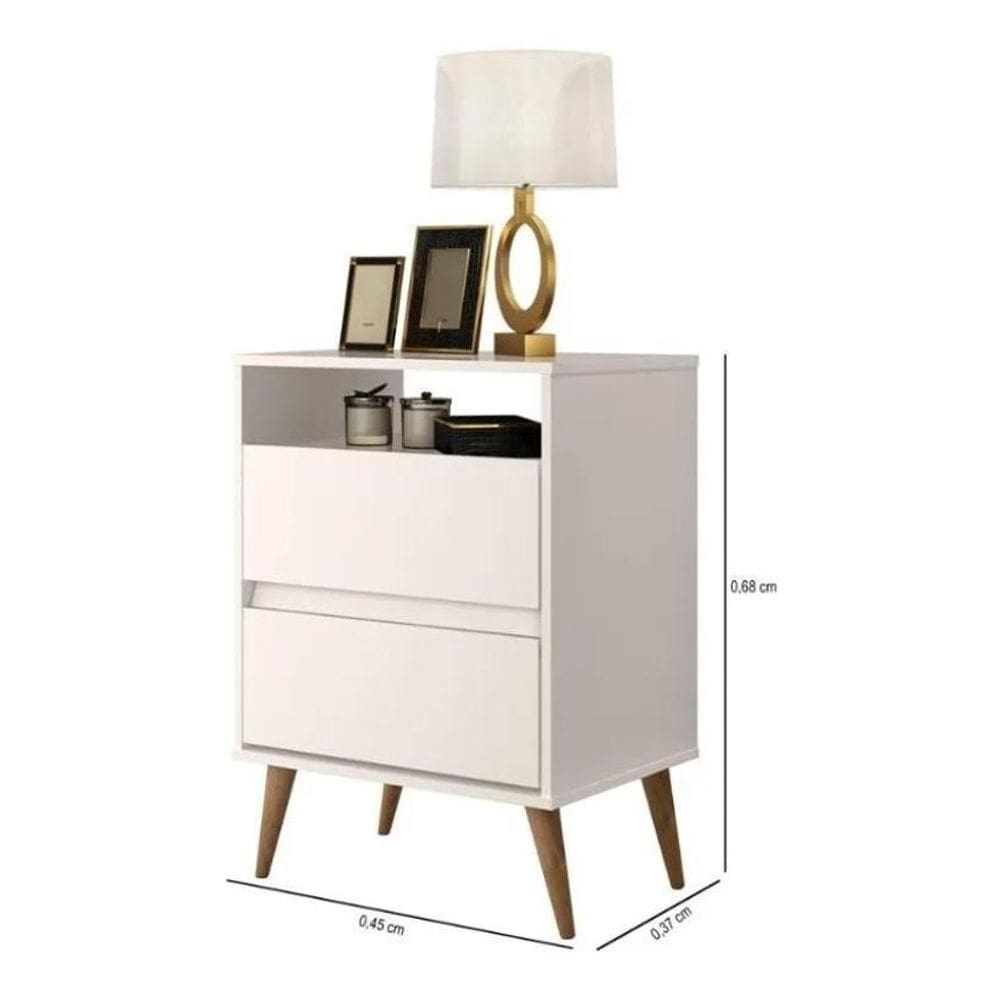 Mesa Cabeceira Lotus Plus 2 Gavetas Off White Comprar Moveis