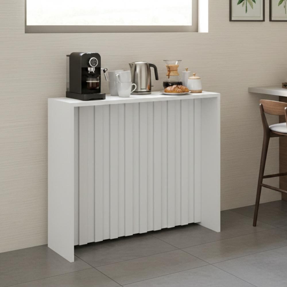 Aparador Ripado em MDF para Sala de estar Branco Carraro