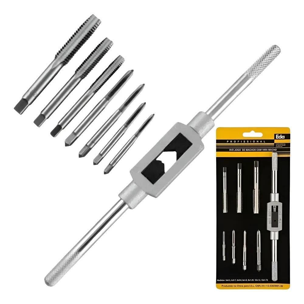 Jogo De Macho Com Vira Macho Manual M3 A M12 8 Pçs