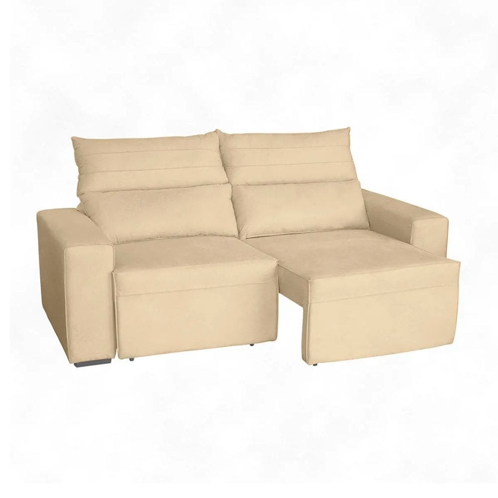Sofá Retrátil e Reclinável 3 Lugares Viena Bege Conce - Lojas Curitibanas
