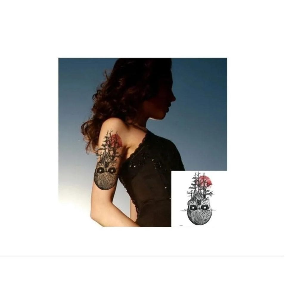 Tatuagem Temporária Dark Delicada Com 20 Cm Caveira Som