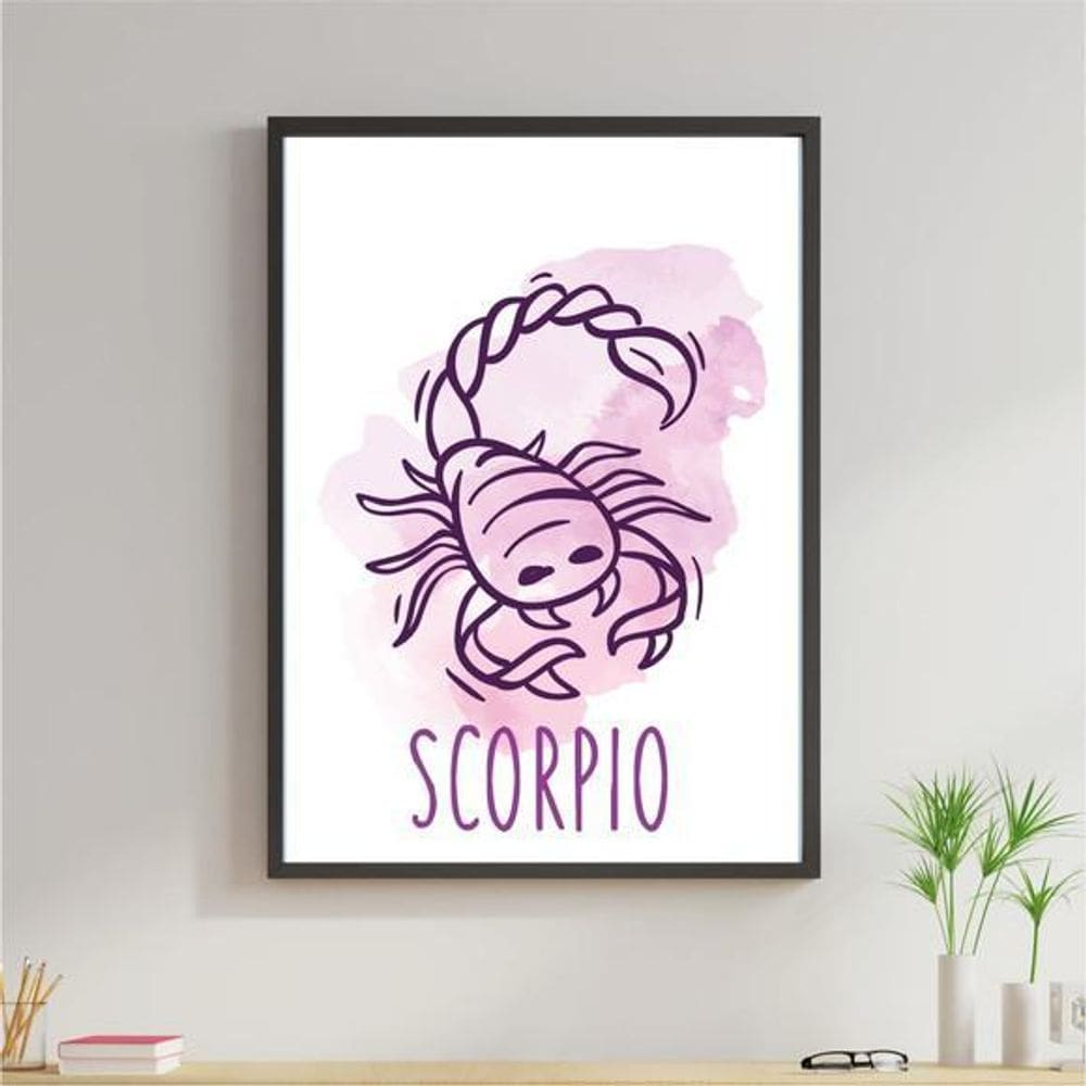 Quadro Decorativo Signos Aquarela Escorpião 45x34cm