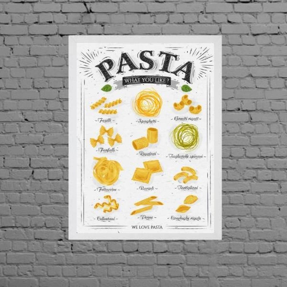 Quadro Decorativo Tipos De Pasta 45X34Cm Branca