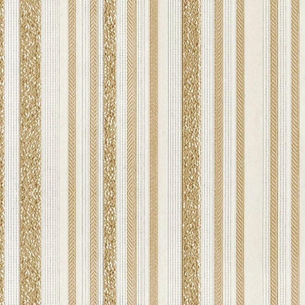 Papel Parede Listrado Bege Colorkey - 10m X 0.53m