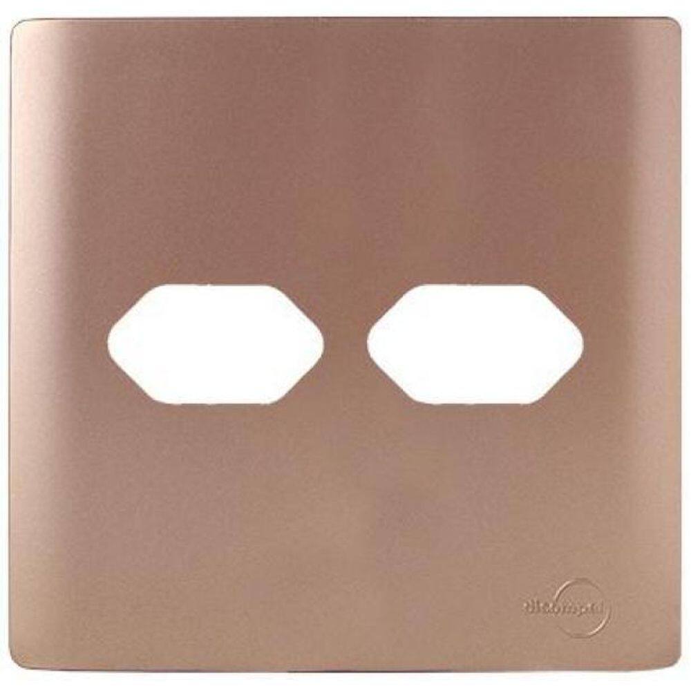 Placa Para 2 Tomadas Com Suporte 4X4 - Novara Ouro Rose