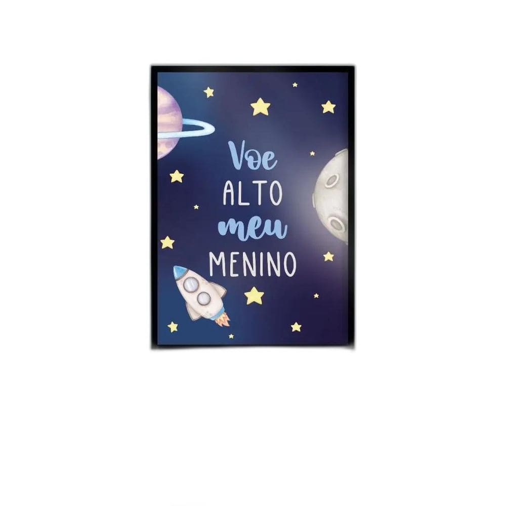Quadro infantil foguete 45x34cm - com vidro