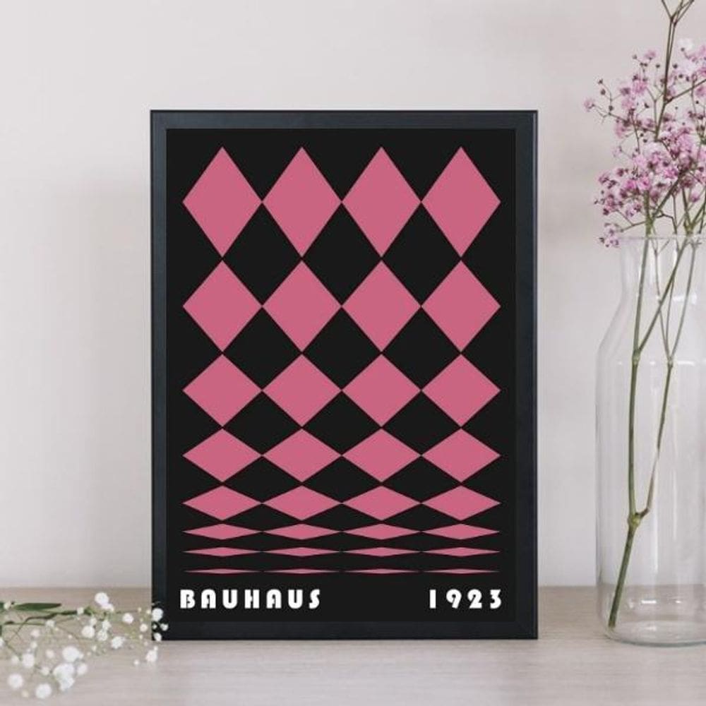 Quadro Bauhaus Pink Poster - Rolled Diamonds 24X18Cm