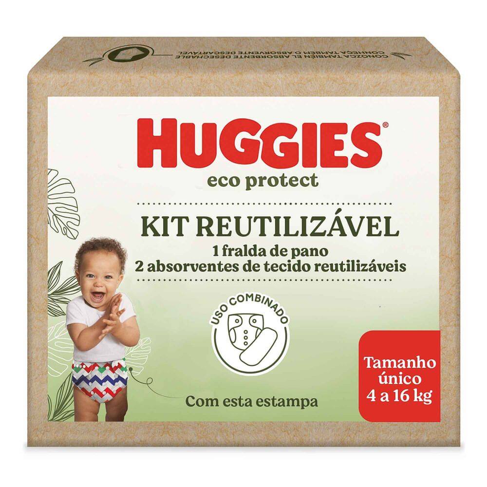 Kit Reutilizável Huggies Eco Protect 1 Fralda de Pano na Cor Vermelha e 2 Absorventes de Tecido  Reutilizáveis Tamanho Único 4 a 16kg
