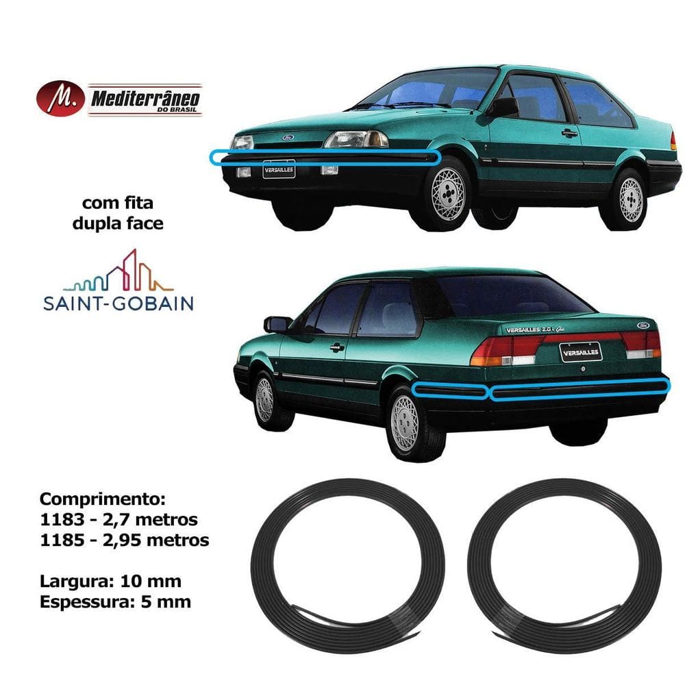 Friso Parachoque Versailles 91/94 10Mm Dianteiro Traseiro