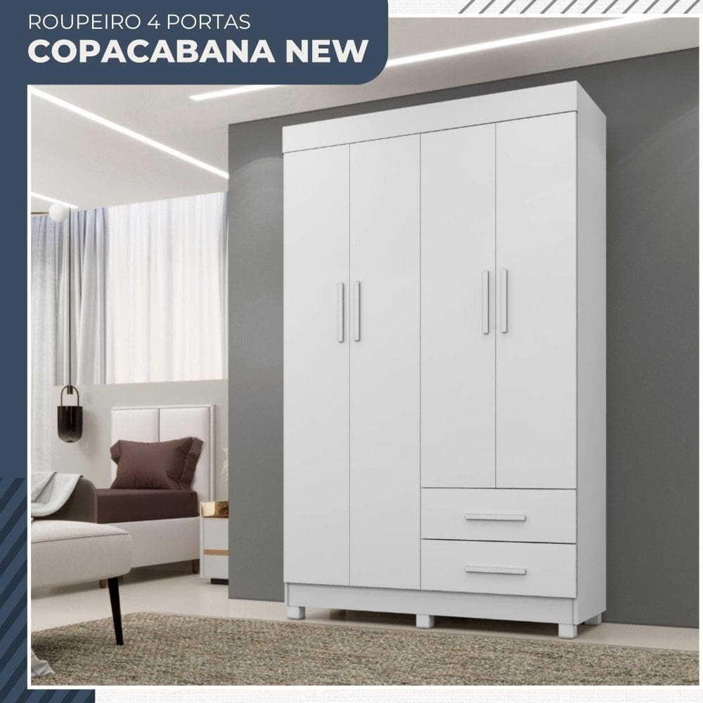 Guarda Roupa Copacabana New 4 Portas 2 Gavetas Benetil Moveis