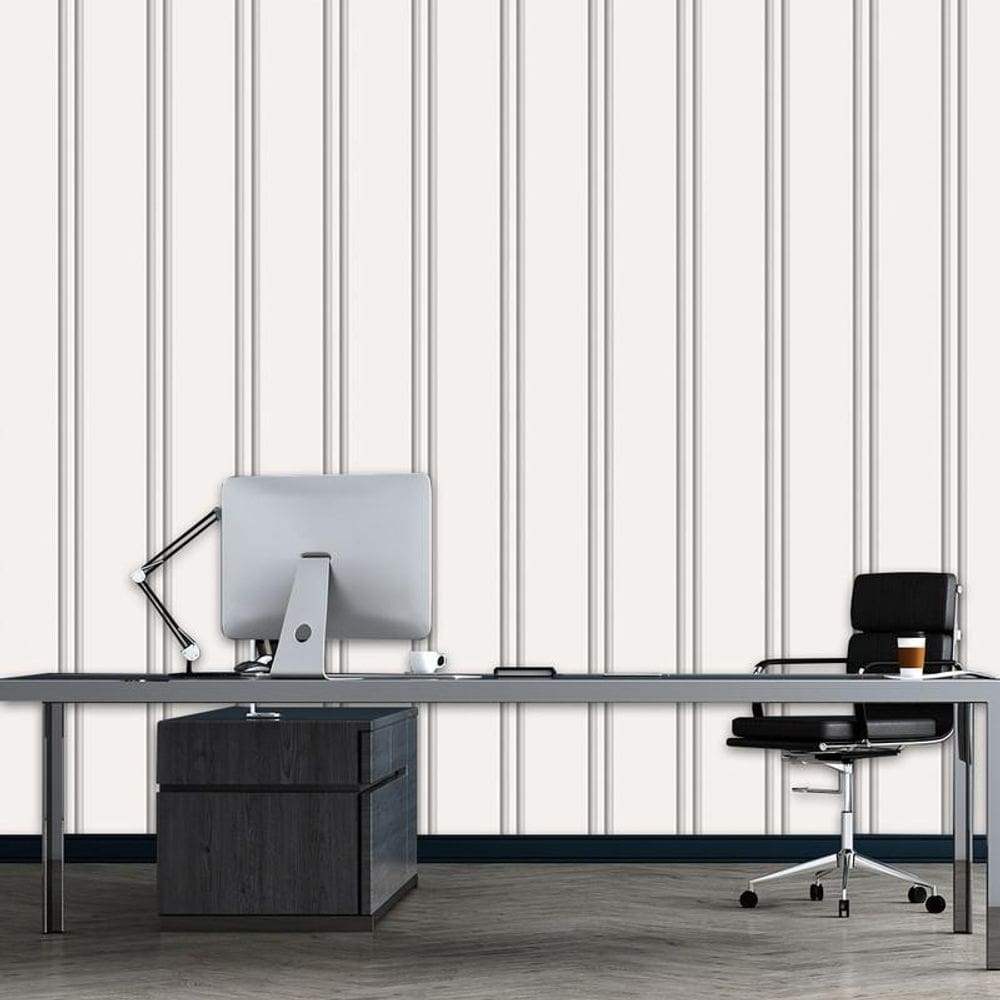 Papel De Parede Efeito Ripas Lavável Adesivo Branca