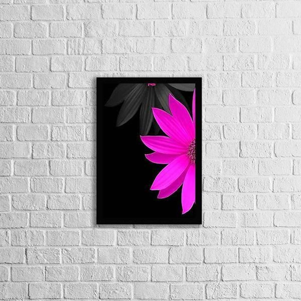 Quadro Fotografia Meia Flor Rosa 33X24Cm - Moldura Preta